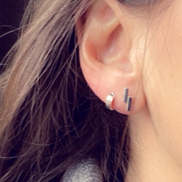 Chic Sterling Silver Tiny Huggie Hoops - Delicate Half Hoop Earrings - Picture 9 of 16